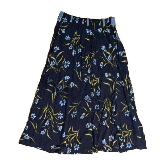 Vtg Capacity Floral Midi Skirt Womens L Button Up Pockets Cottagecore Prairie - Picture 4 of 7